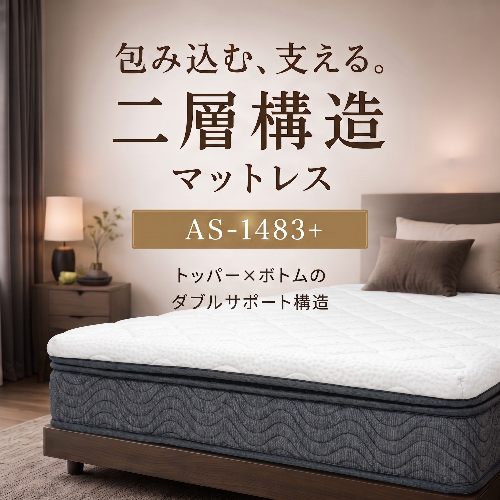 AS-1483+ 2層構造プレミアムポケットコイルマットレス メイン画像