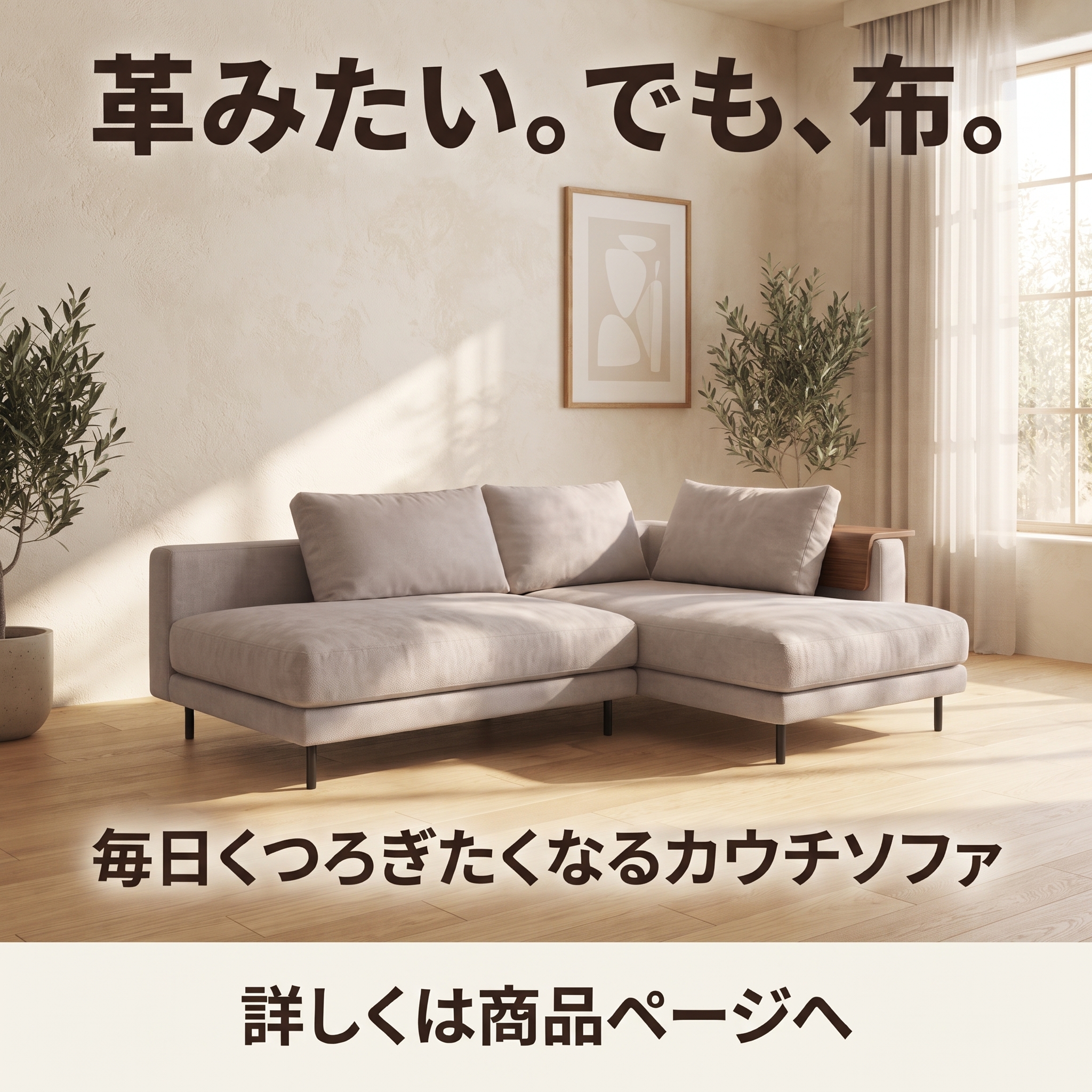 革みたい。でも、布。毎日くつろぎたくなるカウチソファ