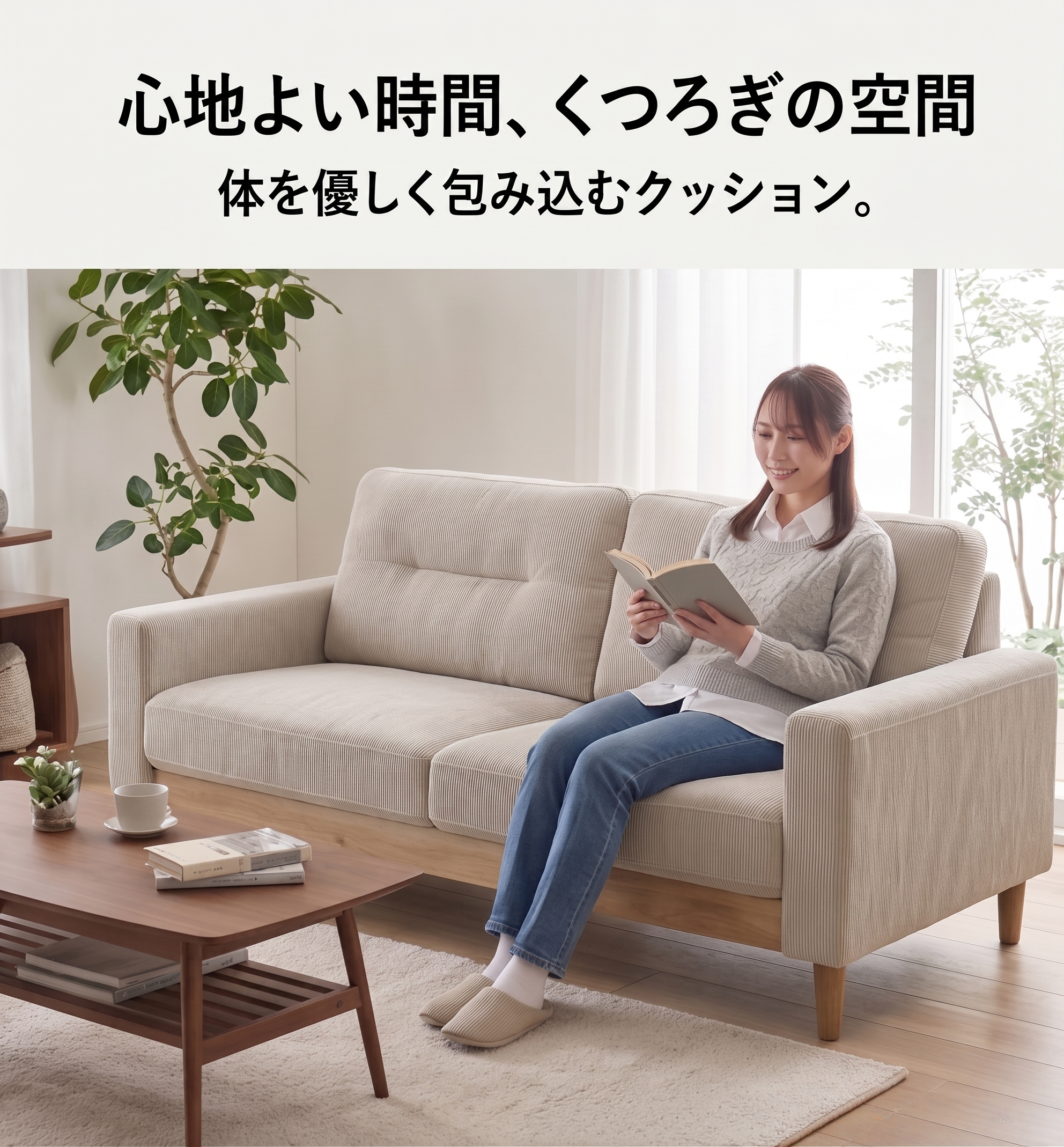 心地よい時間、くつろぎの空間 体を優しく包み込むクッション