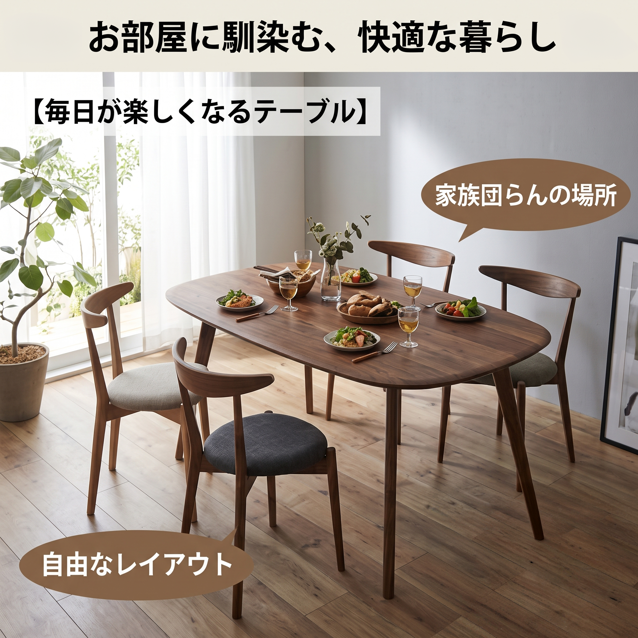 お部屋に馴染む、快適な暮らし 家族団らんの場所・自由なレイアウト
