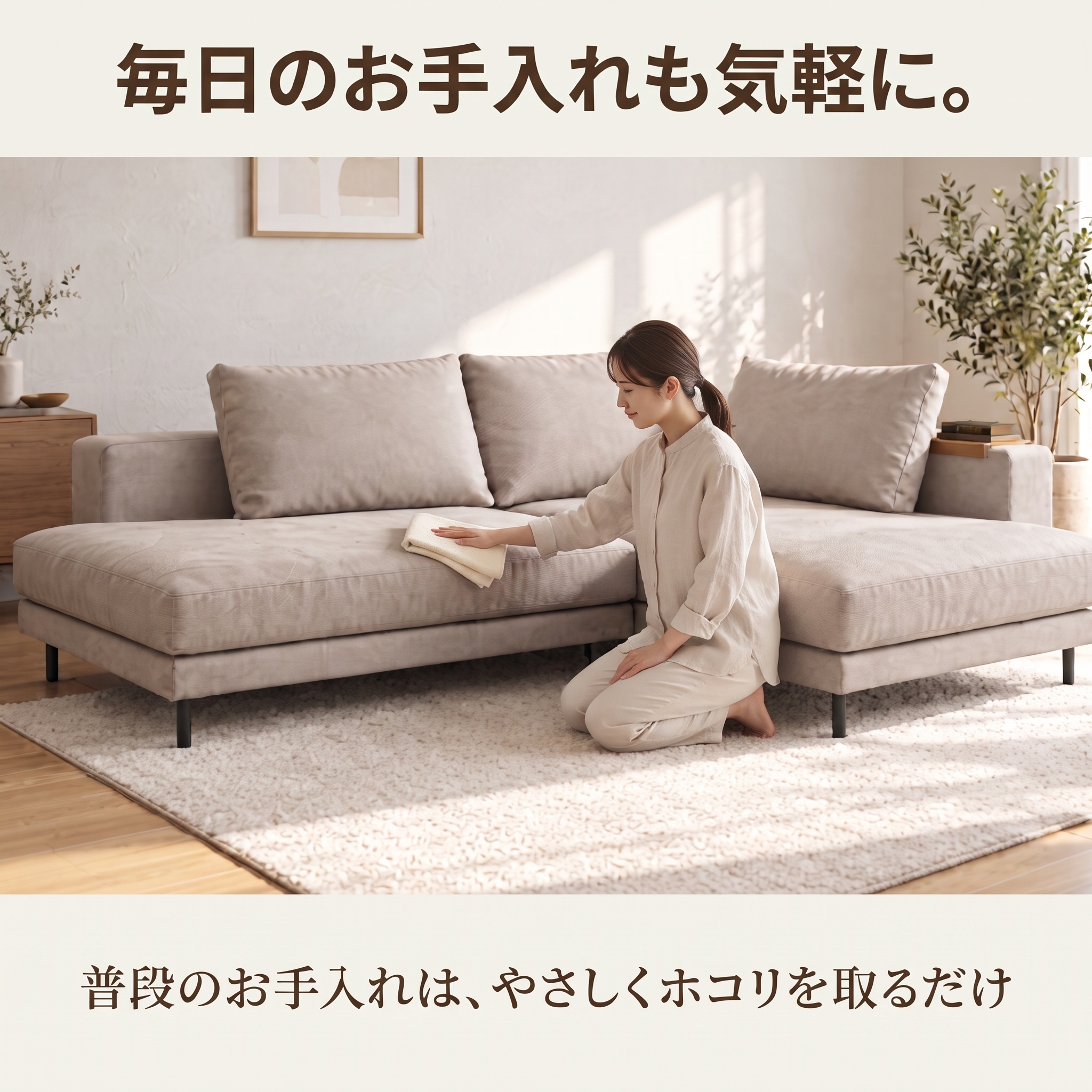毎日のお手入れも気軽に。普段のお手入れはやさしくホコリを取るだけ
