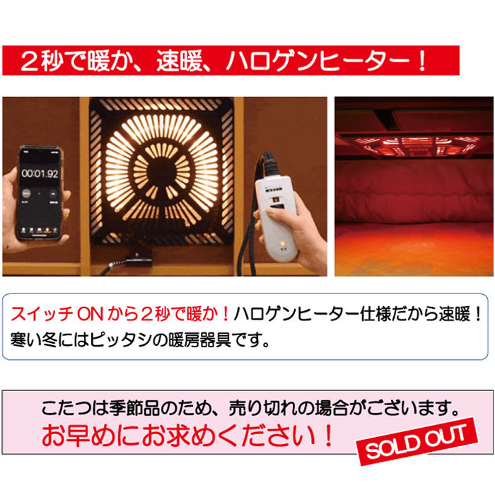 2秒で暖か！速暖600Wハロゲンヒーター仕様