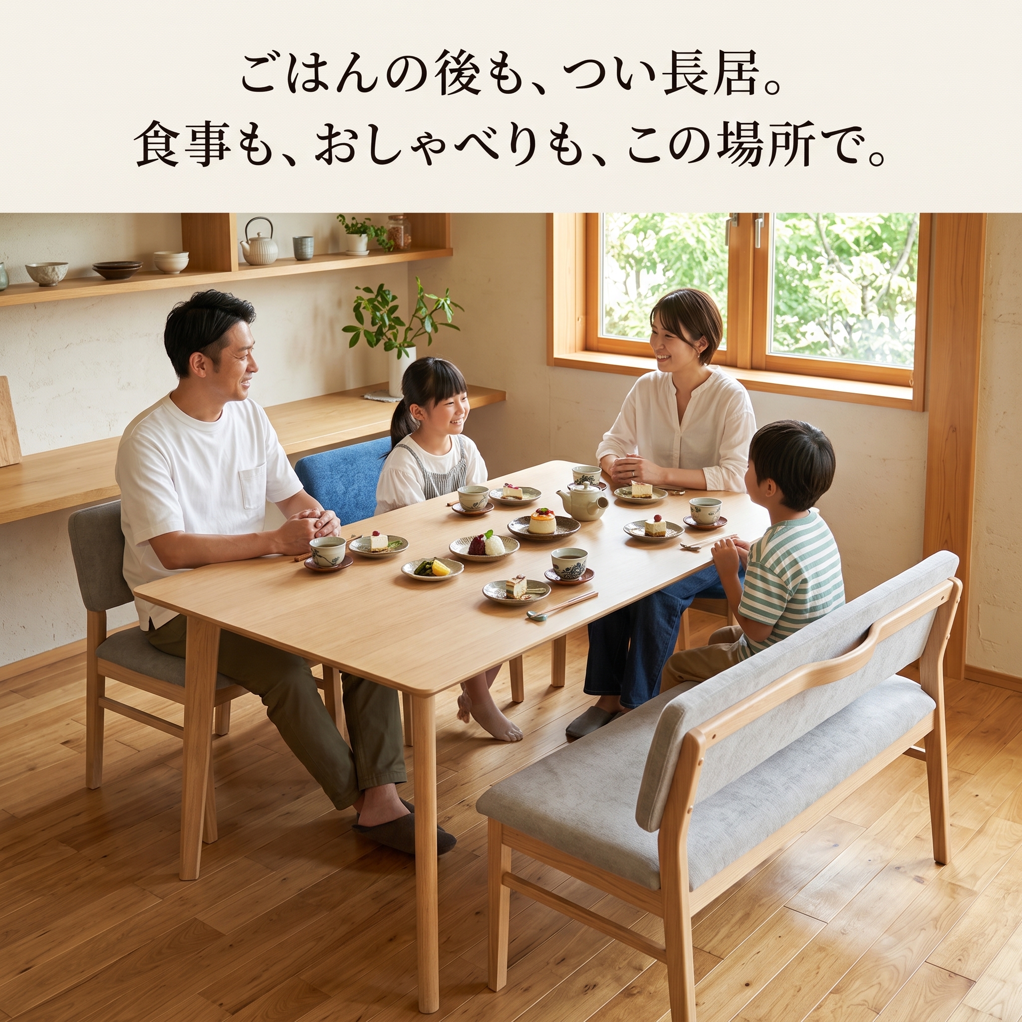 ごはんの後も、つい長居。食事もおしゃべりも、この場所で。