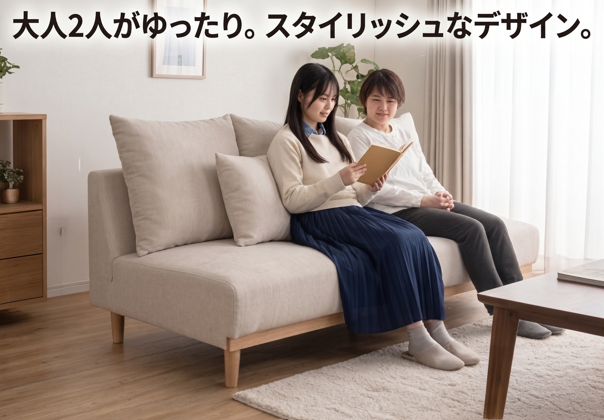 大人2人がゆったり。スタイリッシュなデザイン。