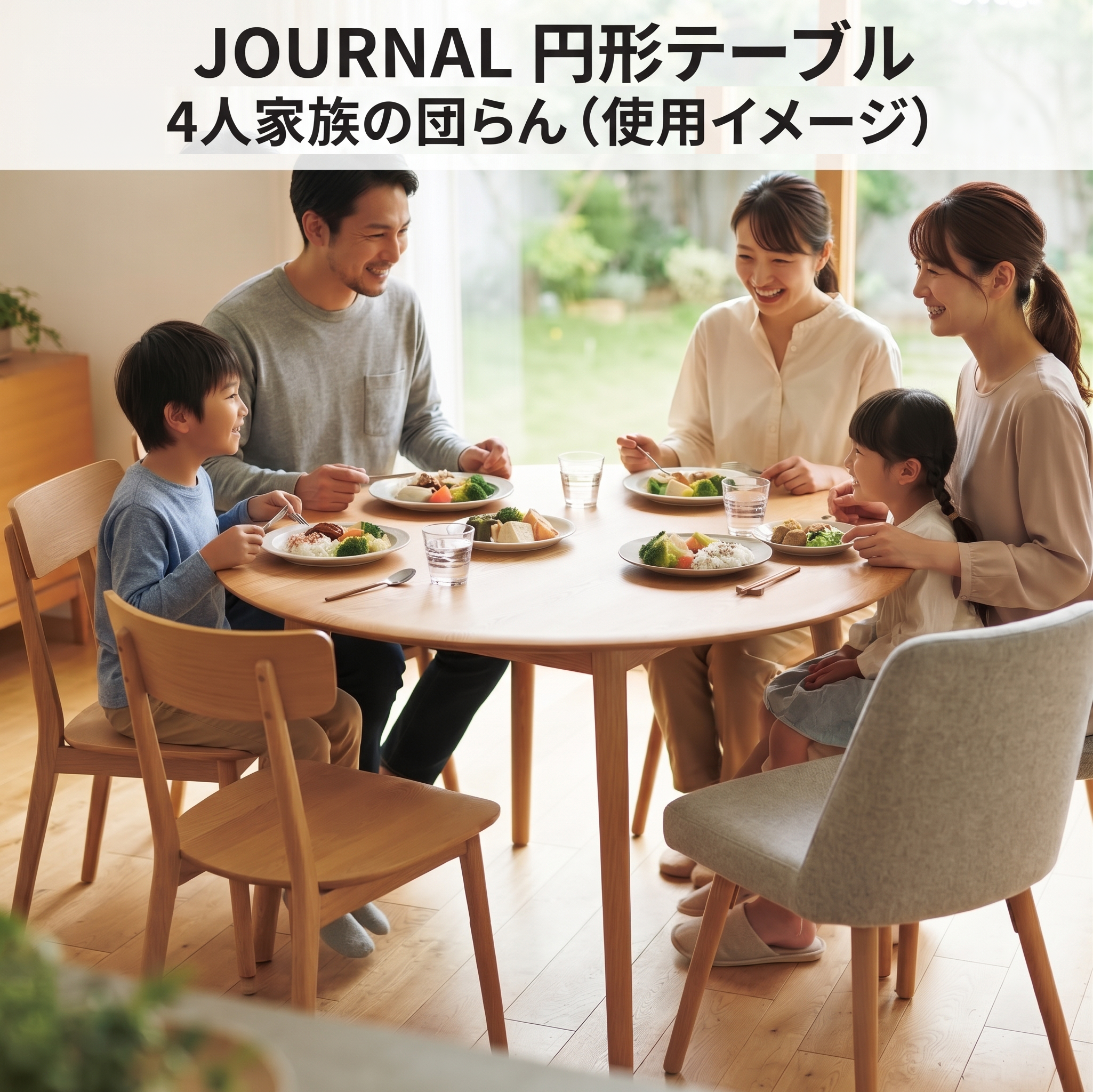 JOURNAL 円形テーブル 4人家族の団らん使用イメージ