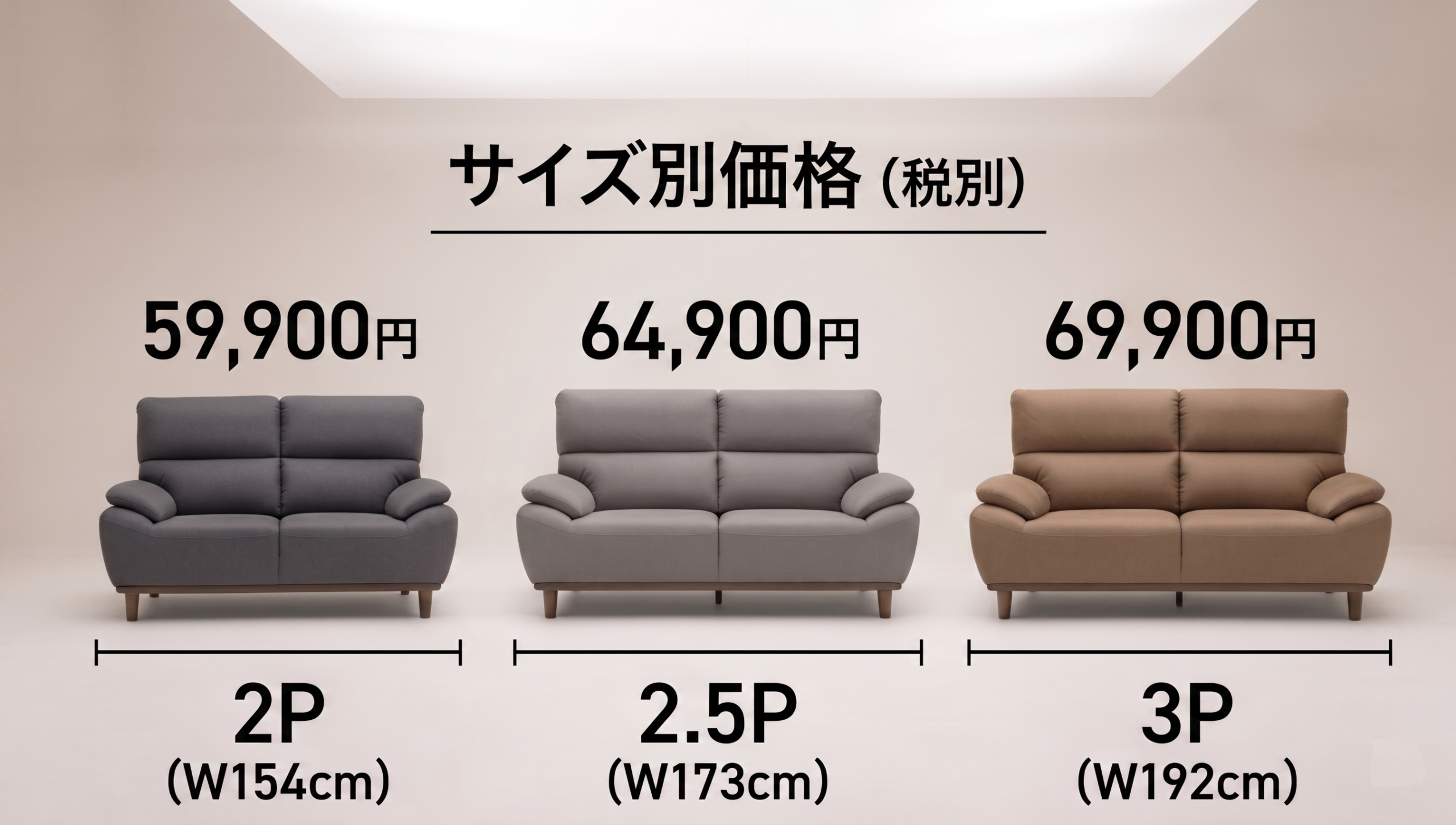 サイズ別価格案内 (2P / 2.5P / 3P)